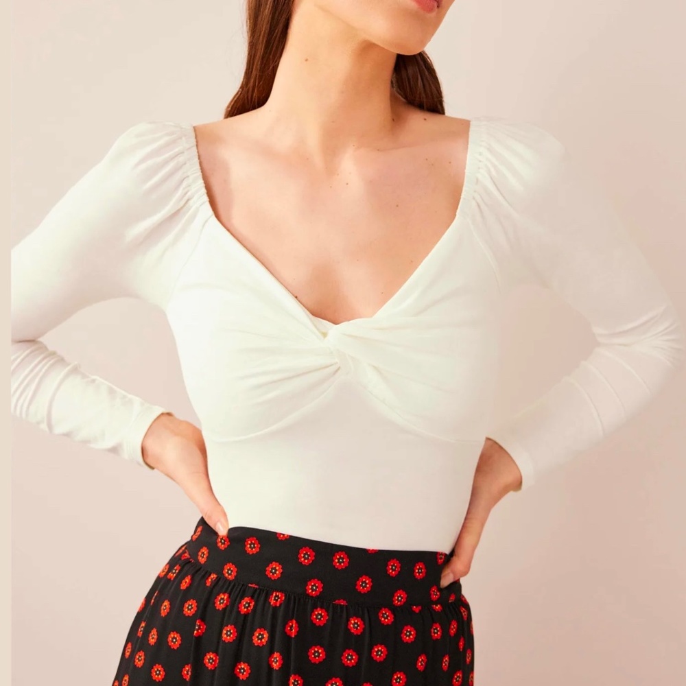 Boden Sweetheart Jersey Top, Size 6, in Ivory
